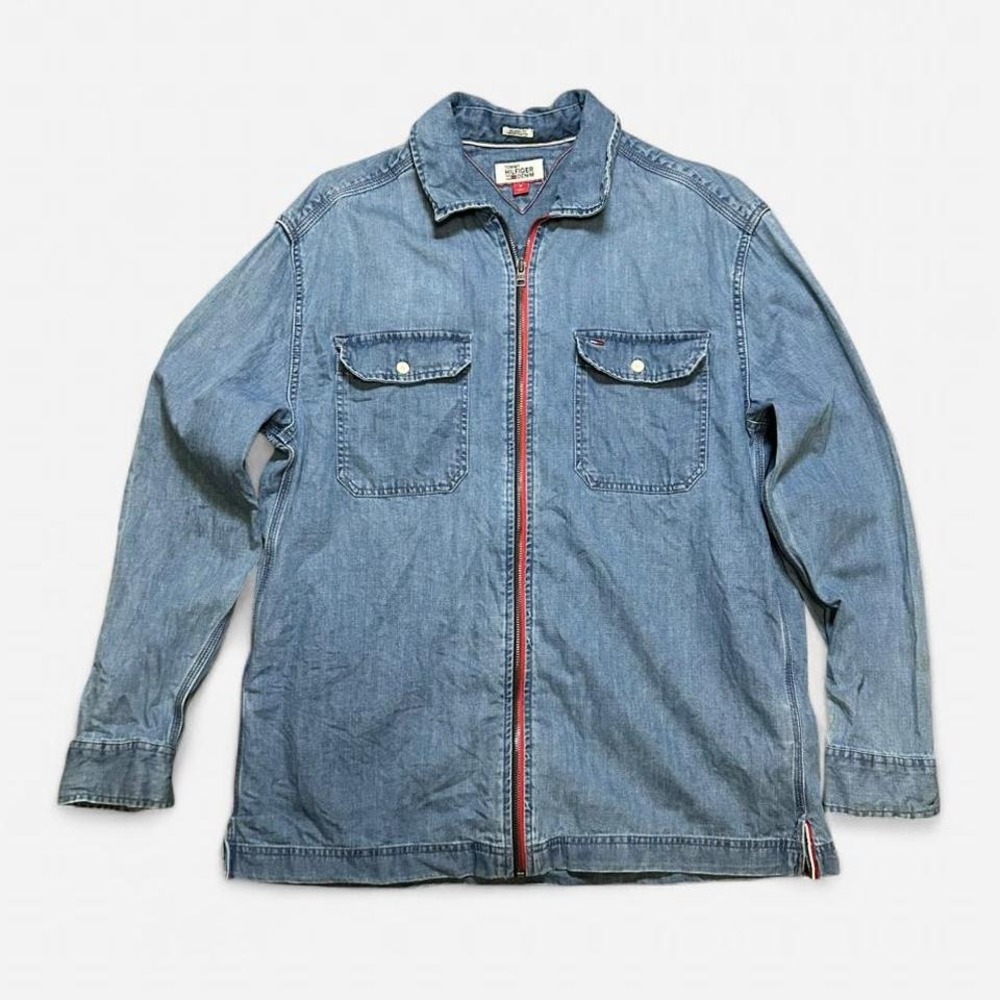 Y2K Tommy Hilfiger Denim Jacket Big‎ Spell Out Size M